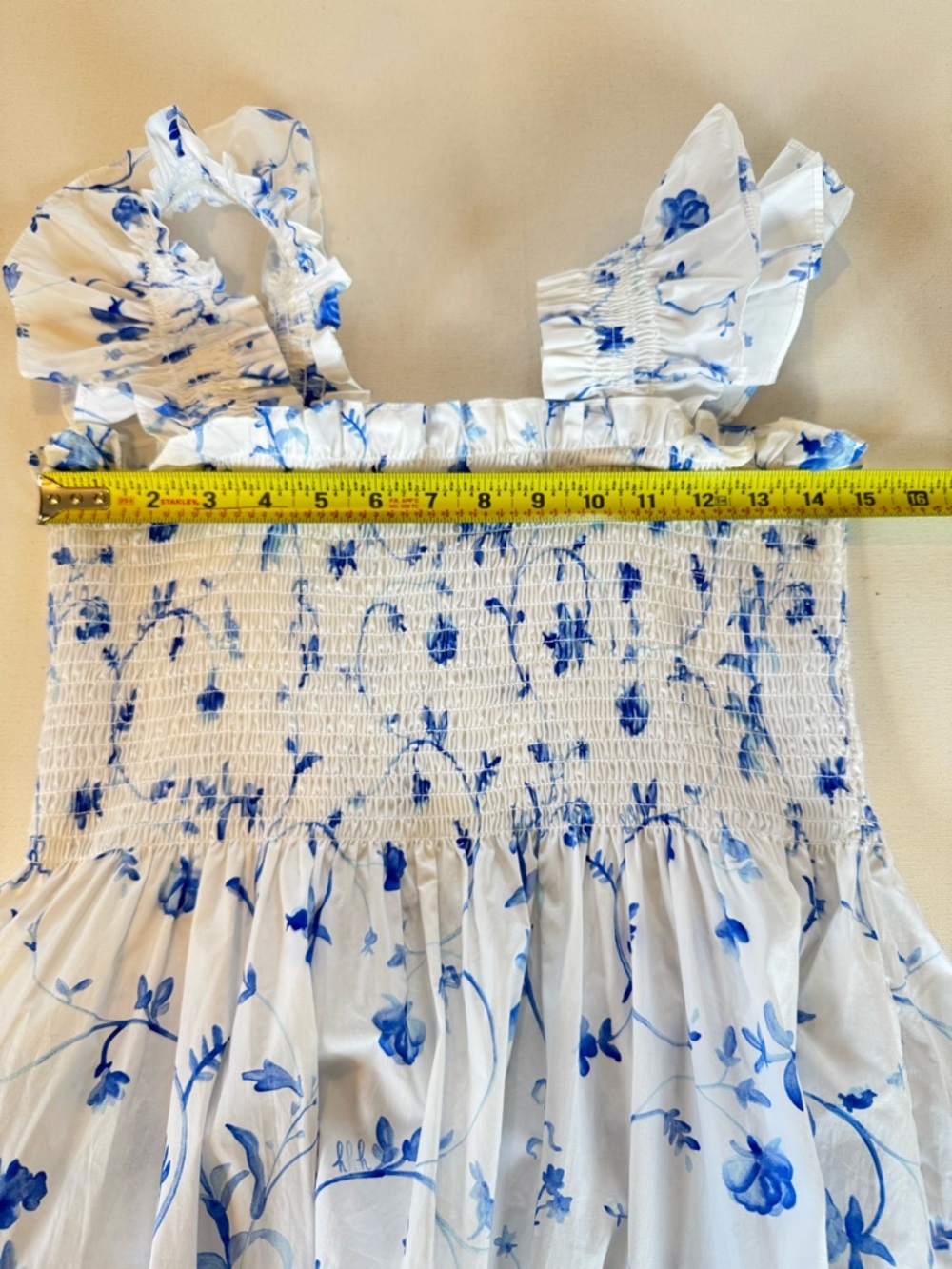 Hill House The Ellie Nap Dress Women’s L Blue Botanical Floral Midi Smocked - Picture 10 of 12